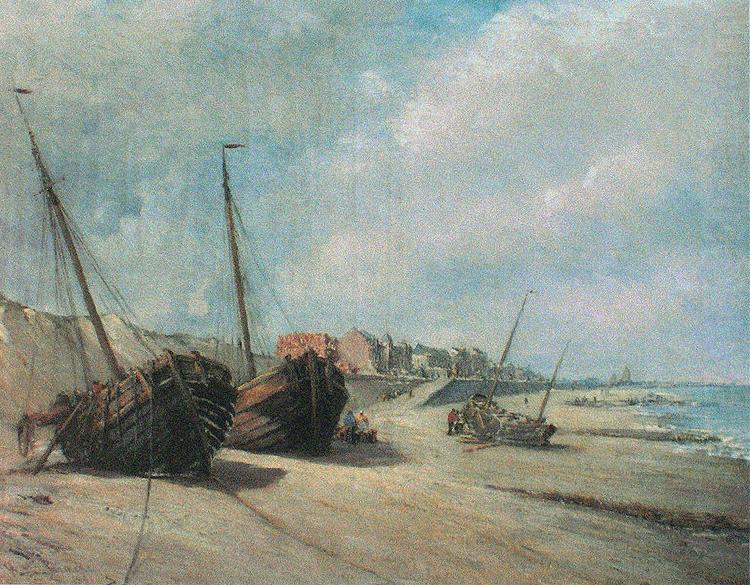 unknow artist Fishing boats on the beach of Heist china oil painting image